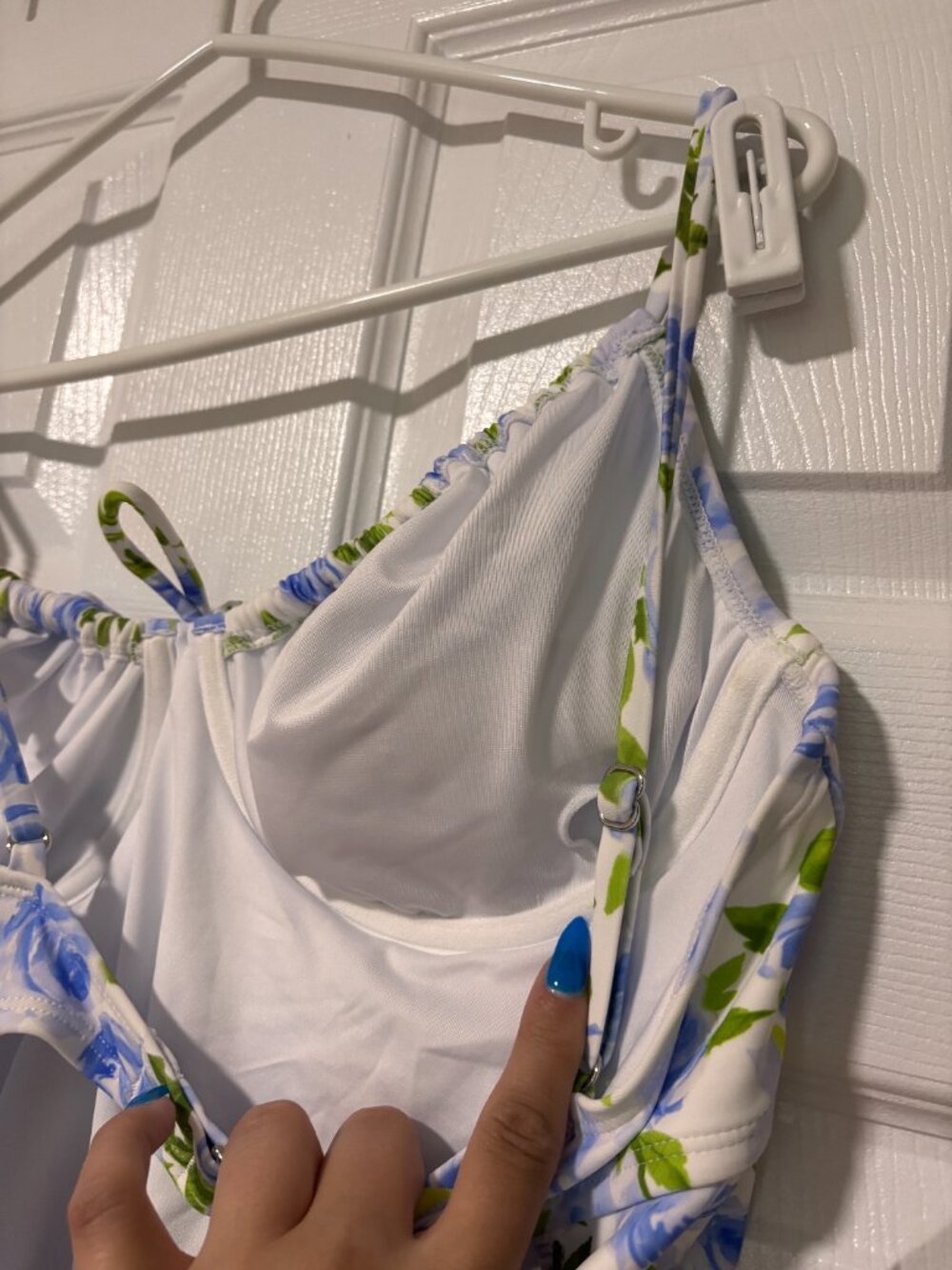 Blue Floral Underwire One-Piece Swimsuit | Blue and White Floral NWT (XL) - Picture 12 of 12